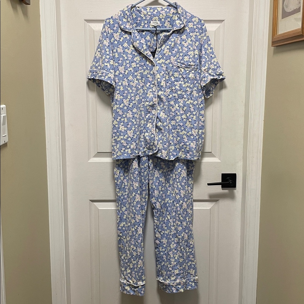 BedHead | Blue | Floral | Short Sleeve | Pajama Set | Cotton Blend | Size L